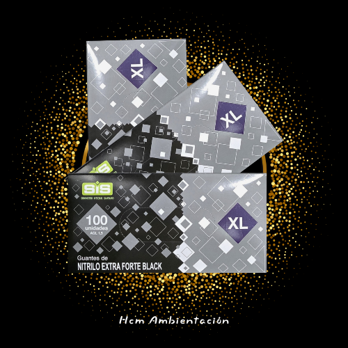 GUANTE NITRILO  NEGRO TALLA XL 6.8 GRS 100 UND CAJA EXTRA RESISTENTE