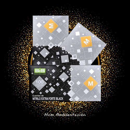 GUANTE NITRILO  NEGRO TALLA M 5.5 GRS 100 UND CAJA EXTRA RESISTENTE