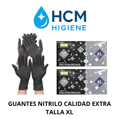 GUANTE NITRILO  NEGRO TALLA XL 6.8 GRS 100 UND CAJA EXTRA RESISTENTE